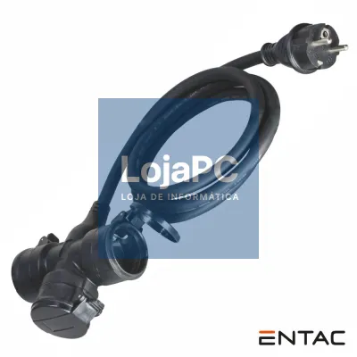 Cabo Extensão Tomada Elétrica C/ 3 Saídas 0.5m Preto ENTAC