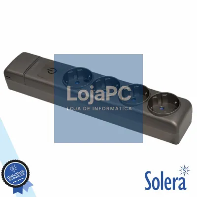 Extensão Elétrica 4x Schuko C/ Interruptor Preto SOLERA
