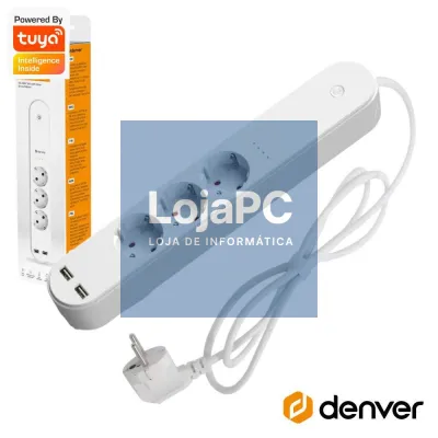 Extensão Elétrica 3x Schuko 2x USB-A Inteligente WiFi DENVER