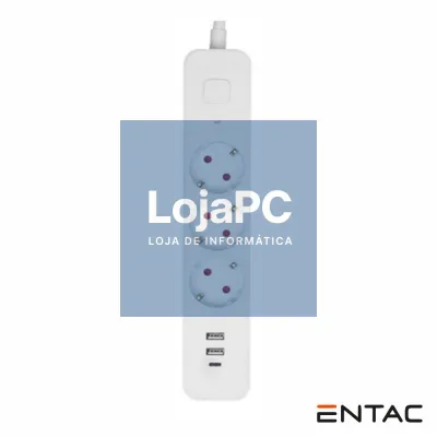 Extensão Elétrica 3x Schuko +3 USB C/ Interruptor 1.5m ENTAC