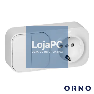 Tomada Elétrica 1x Schuko C/ Interruptor Duplo Superfície