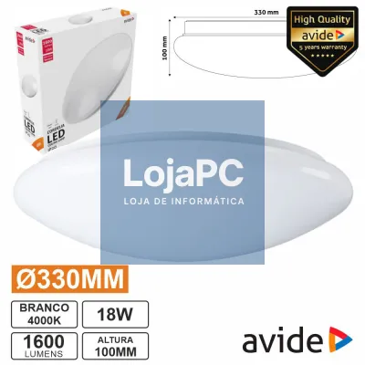 PAINEL LED REDONDO APLIQUE 18W 330MM 4000K 1600LM AVIDE