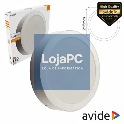 Painel LEDS Redondo Superficie 24W 295mm 4000K 2490lm AVIDE