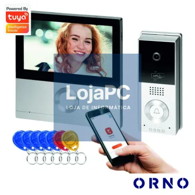 Vídeo Porteiro C/ LCD 7" Cores LEDS E Leitor RFID TUYA ORNO