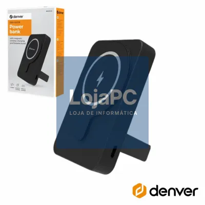 Powebank 5000mAh S/Fios C/Suporte Dobrável Preto DENVER