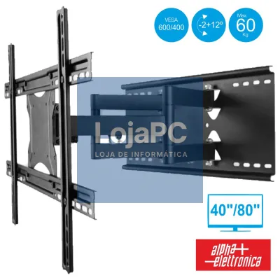 SUPORTE LCD/LED 40/80" -2º/+12º VESA 600/400 60KG