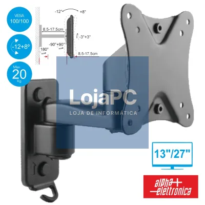 SUPORTE LCD/LED 13/27" C/ 1 BRAÇO +8º/-12º VESA 100/100 20KG