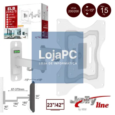 SUPORTE LCD/LED 27/42" 15KG VESA 200/200 C/ 2 BRAÇOS JOLLY