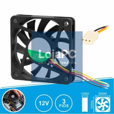 Ventoinha 24V 60x60x10mm 3 Fios