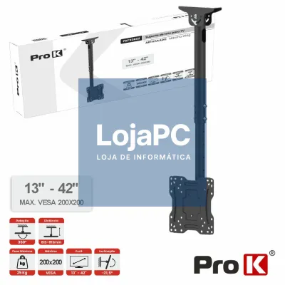 Suporte TV Teto 13-42" 25kg Vesa 200x200 PROK