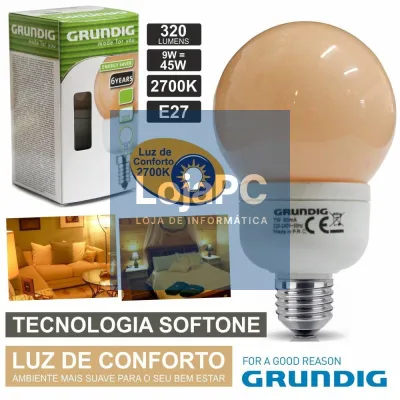 LÂMPADA E27 9W=45W 230V ECO TEC. SOFTONE 320LM GRUNDIG