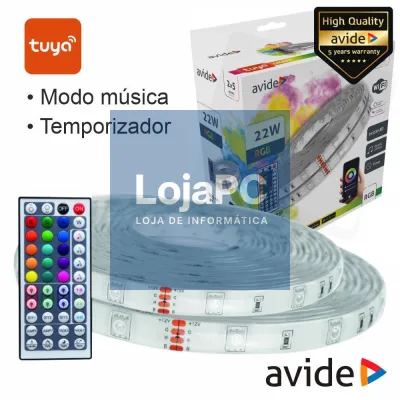 Kit 2 Fitas LED RGB 12V 2x5m IP65 WIFI+IR TUYA AVIDE