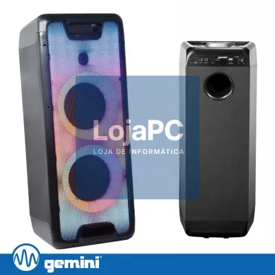 Coluna Amplificada 2x8" 1000W RGB USB/FM/AUX/BT/TWS GEMINI