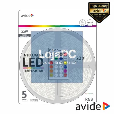 Kit Fita Digital 150 LEDS 5050 RGB 12V 5m IP65 IR AVIDE