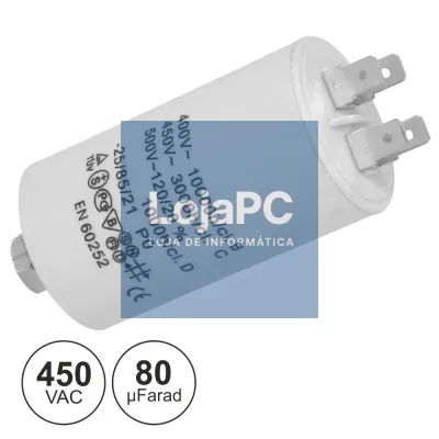 CONDENSADOR ARRANQUE 80uF 450V + TERRA