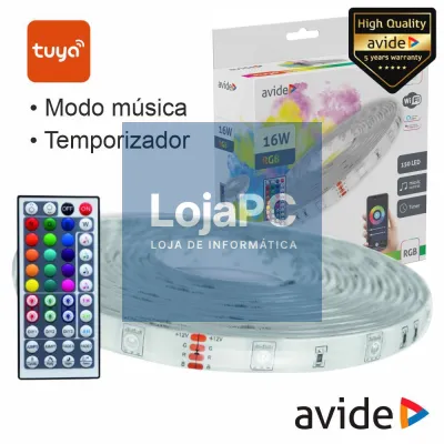 Kit Fita 150 LEDS 5050 RGB 12V 5m IP65 WIFI+ IR TUYA AVIDE