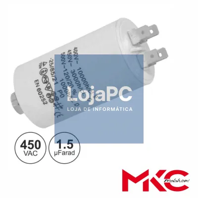 Condensador Arranque 1.5uF 450V C/ Terminais Faston