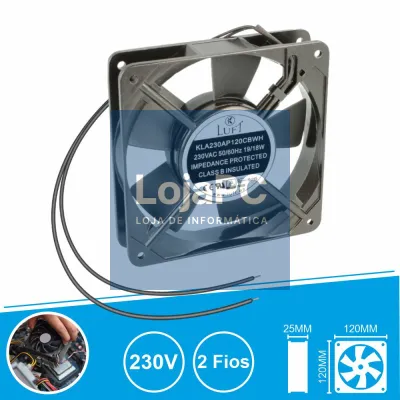 Ventoinha 230V 120x120x25mm 2 Fios KLA230AP120CBWH LUFT