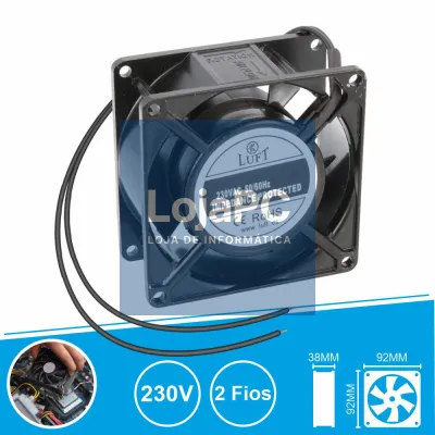Ventoinha 230V 92x92x38mm 2 Fios KLA230AP092ASWH-S LUFT