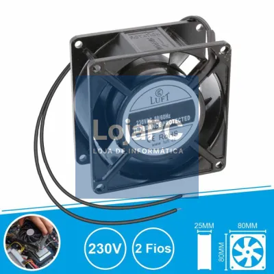 Ventoinha 230V 80x80x25mm 2 Fios KLA230AP080CBWS LUFT