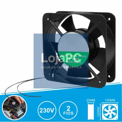Ventoinha 230V 120x120x25mm 2 Fios