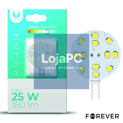 Lâmpada G4 2W 12V Redonda 6000K 180lm