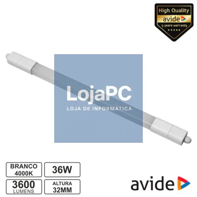 Armadura LED Batten 36W IP65 4000K 3600lm 1500mm AVIDE