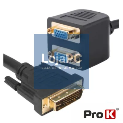 ADAPTADOR 1 ENTRADA  DVI-I /  2 SAÍDAS VGA  PROK