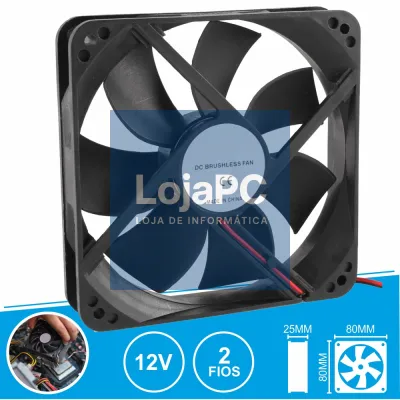 VENTOINHA 12V 80x80x25MM 2 FIOS
