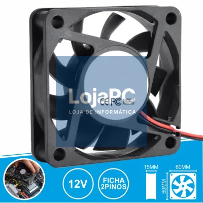 VENTOINHA 12V 60x60x15MM FICHA 2 PINOS