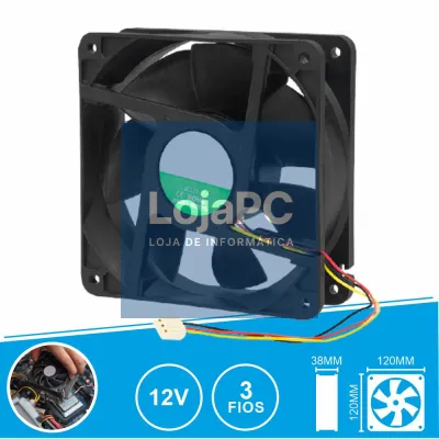 Ventoinha 12V 120x120x38mm 3 Fios