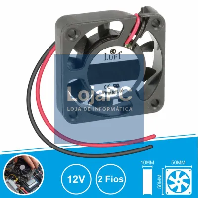 Ventoinha 12V 50x50x10mm 2 Fios KLD024PP050GSWH LUFT