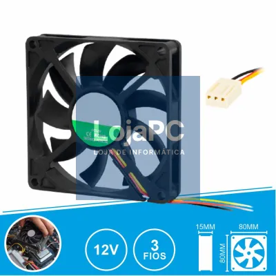 Ventoinha 12V 80x80x15mm 3 Fios