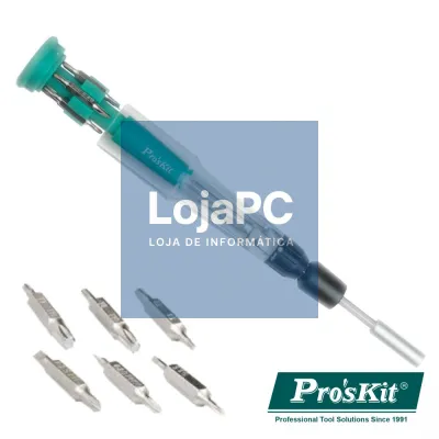 CONJUNTO DE CHAVE ROQUETE C/ 6 BITS DUPLOS 155MM PROSKIT