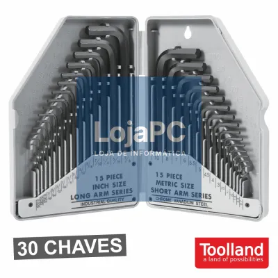 CONJUNTO DE 30 CHAVES HEXAGONAIS SAE/M TOOLLAND