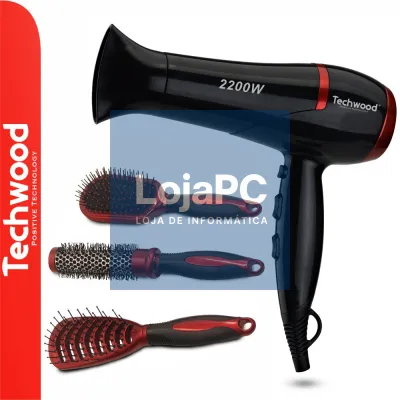 Conjunto Secador e Escovas de Cabelo 2200W TECHWOOD