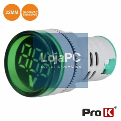 VOLTIMETRO DIGITAL LED VERDE 50V-500VAC 22MM PROK