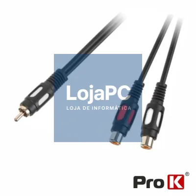 Cabo 2-RCA Fêmea / RCA Macho Dourado 25cm PROK