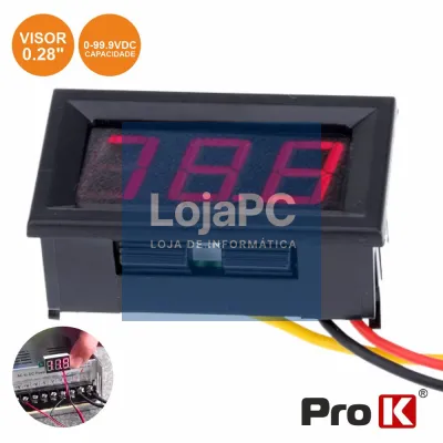 VOLTIMETRO DIGITAL LED VERMELHO 0V-99.9VDC PAINEL PROK