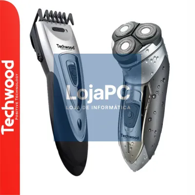 Conjunto de Máquina Barbear e Máquina de Aparar TECHWOOD