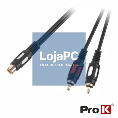 Cabo RCA Fêmea / 2-RCA Macho Dourado 25cm PROK