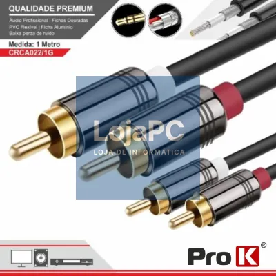 CABO 2-RCA MACHO / 2-RCA MACHO DOURADO 1M PROK