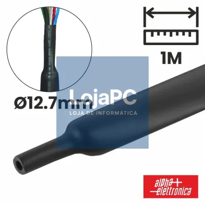 Tubo Manga Termoretráctil 12.7mm 1m Preto ALPHA