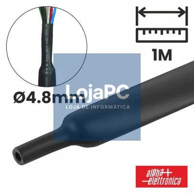 Tubo Manga Termoretráctil 4.8mm 1m Preto ALPHA