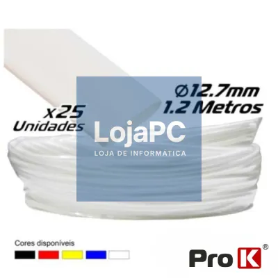 TUBO MANGA TERMORETRÁCTIL 12.7MM 1.2M 25X BRANCO PROK
