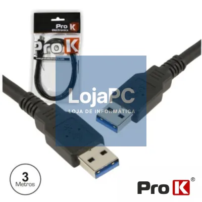 CABO USB-A 3.0 MACHO / USB-A MACHO 3M PROK