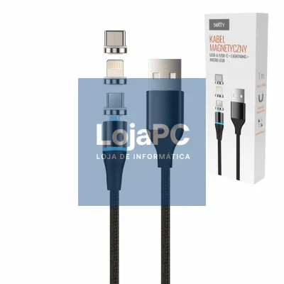 Cabo USB-A 2.5A Macho C/ 3 Conectores Magnéticos 1M