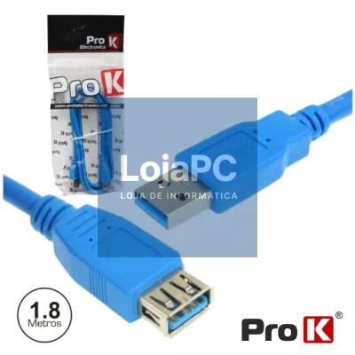 CABO USB-A 3.0 MACHO / USB-A FÊMEA 1.8M PROK