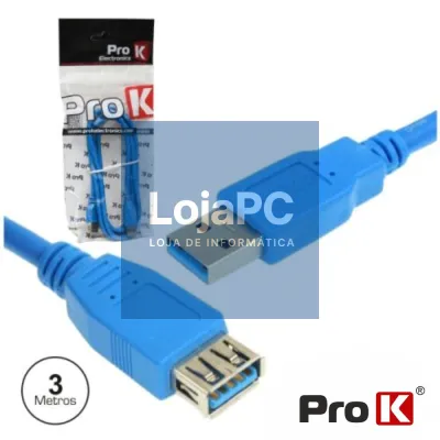 CABO USB-A 3.0 MACHO / USB-A FÊMEA 3M PROK