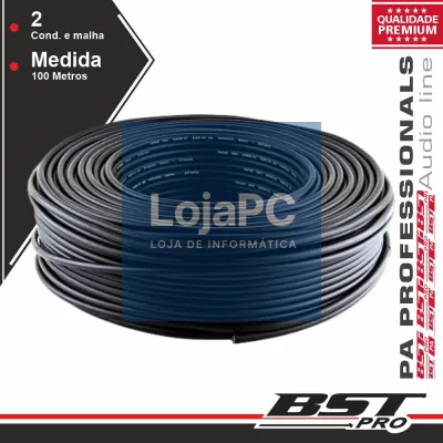 CABO MICROFONE 2 CONDUTORES + MALHA ROLO 100M BSTPRO